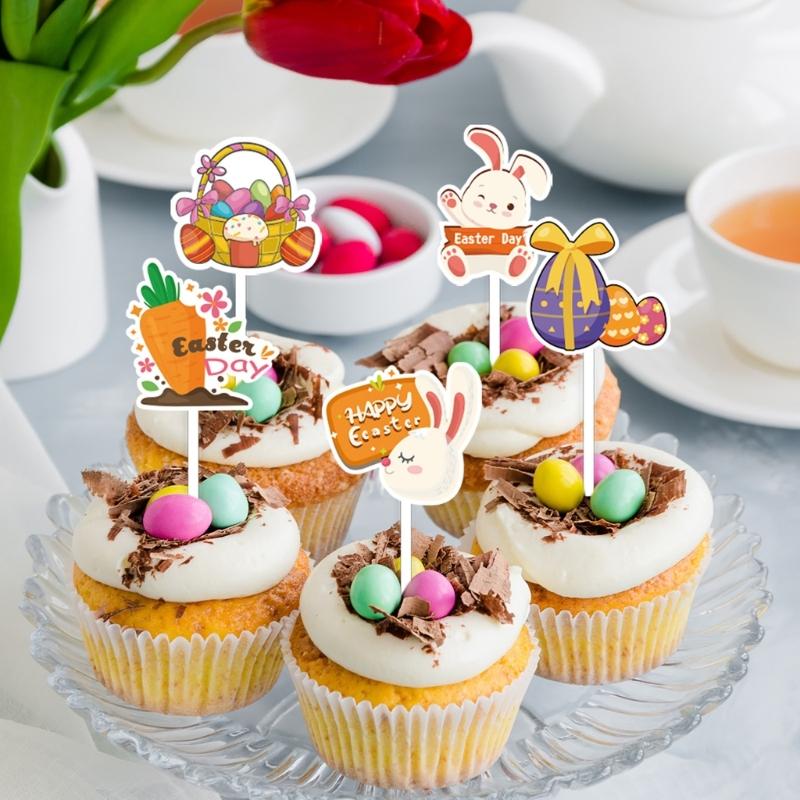 Colorful Easter Cake Decorations Set of 12pcs Rabbit Gnomes Cupcake Toppers Spring Theme Decor Easter Party Supplies