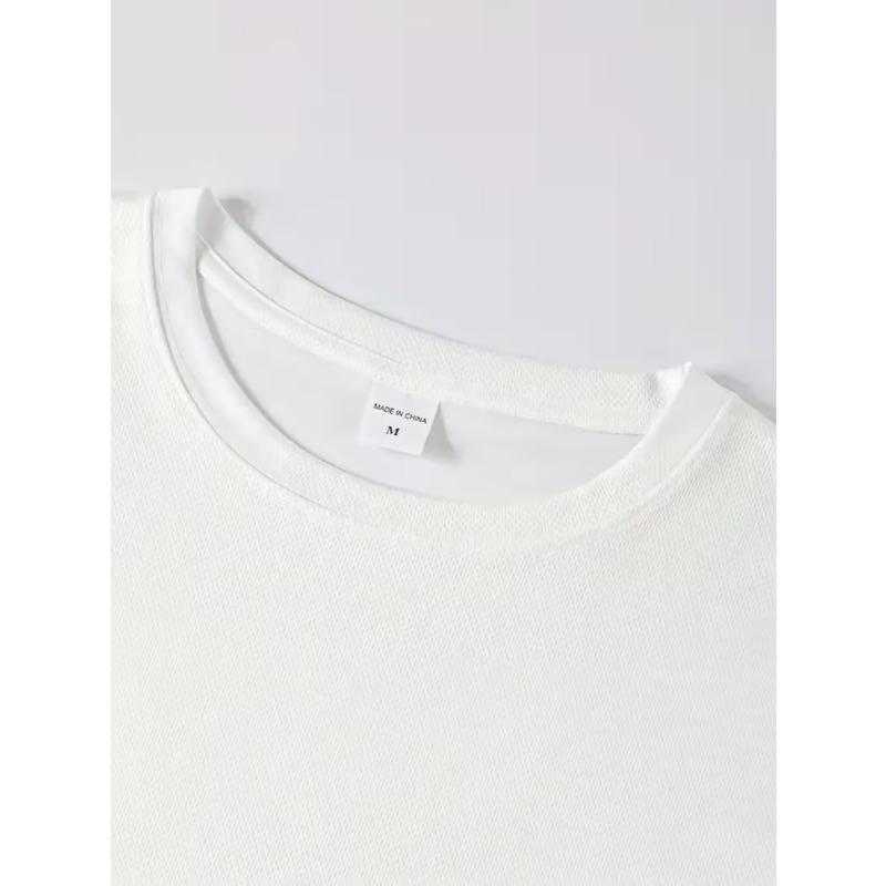 Taglie Europee T-shirt Minimalista a Maniche Corte da Uomo, con Stampa 3D di Tasti di Pianoforte sul Petto, Nero, Bianco