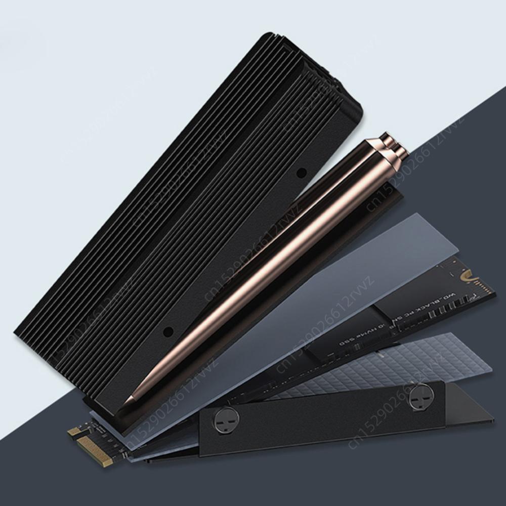 2 Copper Heat Pipes Cooler with Thermal Silicone Pad Solid State Drive Radiator SSD Cooling for M.2 NVMe 2280 SSD