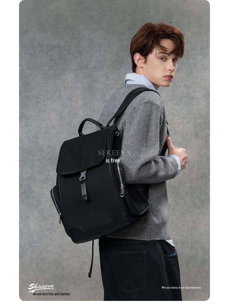 Whale Language Vintage Genuine Leather Laptop Backpack for Men - Stylish College Student Bag