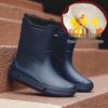 Men's Fashionable Waterproof Mid-Calf Non-Slip Rubber Boots - Warm Outdoor Short Boots