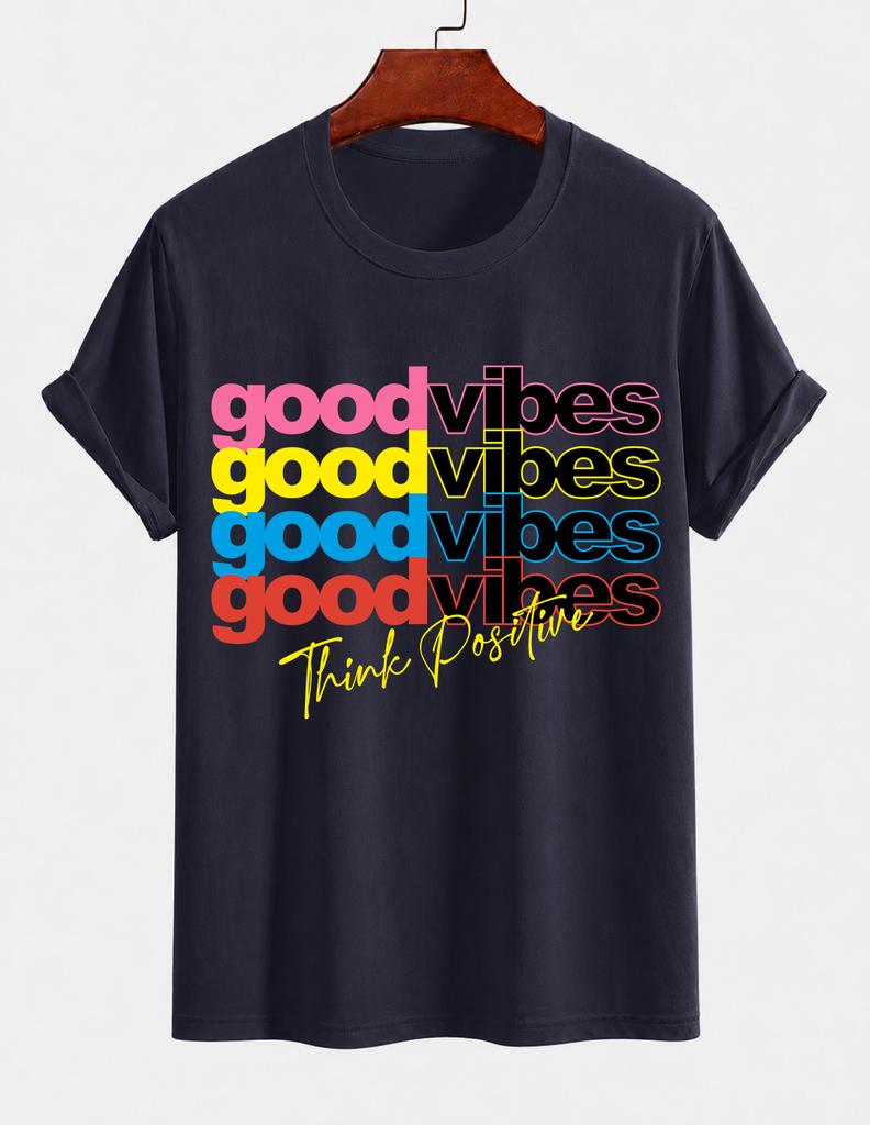 Unisexs Pure Cotton Solid Color Tshirt Casual Crew Neck Short Sleeves Positive Energy Street Style Top