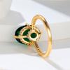 Luxury Female Crystal Green Oval Zircon Stone Engagement Ring Cute Yellow Gold Color Wedding Jewelry For Women