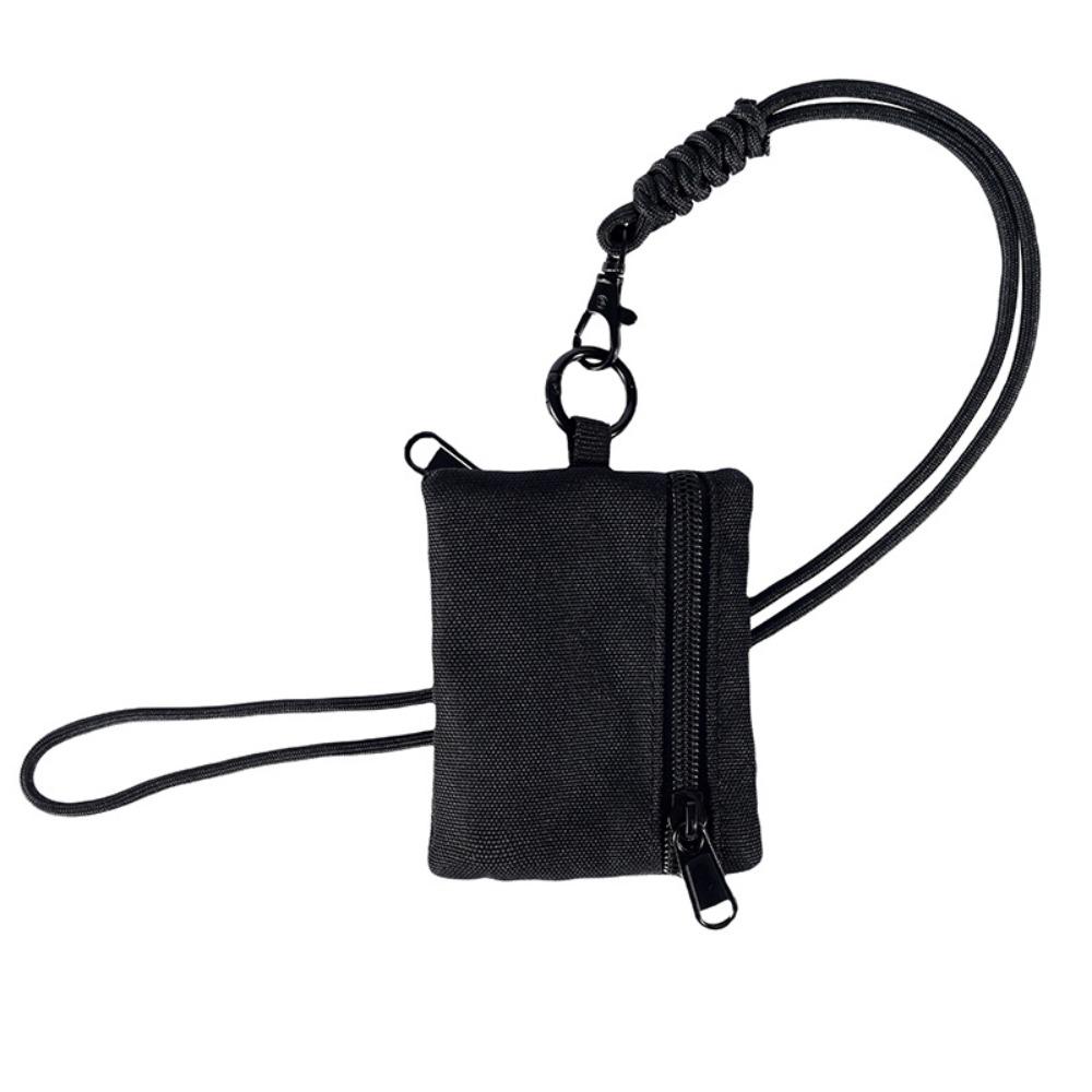 

Square Hanging Neck Coin Purse Zipper Small Card Holder Durable Oxford Cloth Mini Wallet Outdoor чёрный