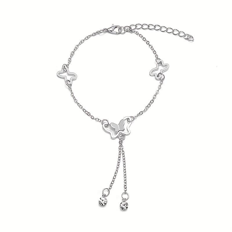 Women's Shiny Diamond Butterfly Anklet - Japanese Korean Fashion Jewelry Gift