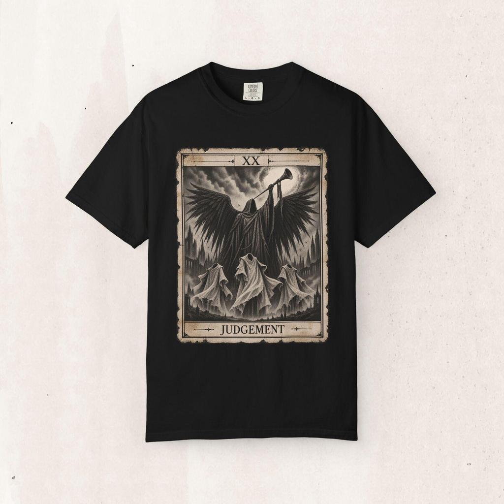 Judgement Tarot Tee: Angel Trumpet Mystic Graphic, Occult Gothic Apparel | Unisex Cotton | S-4XL