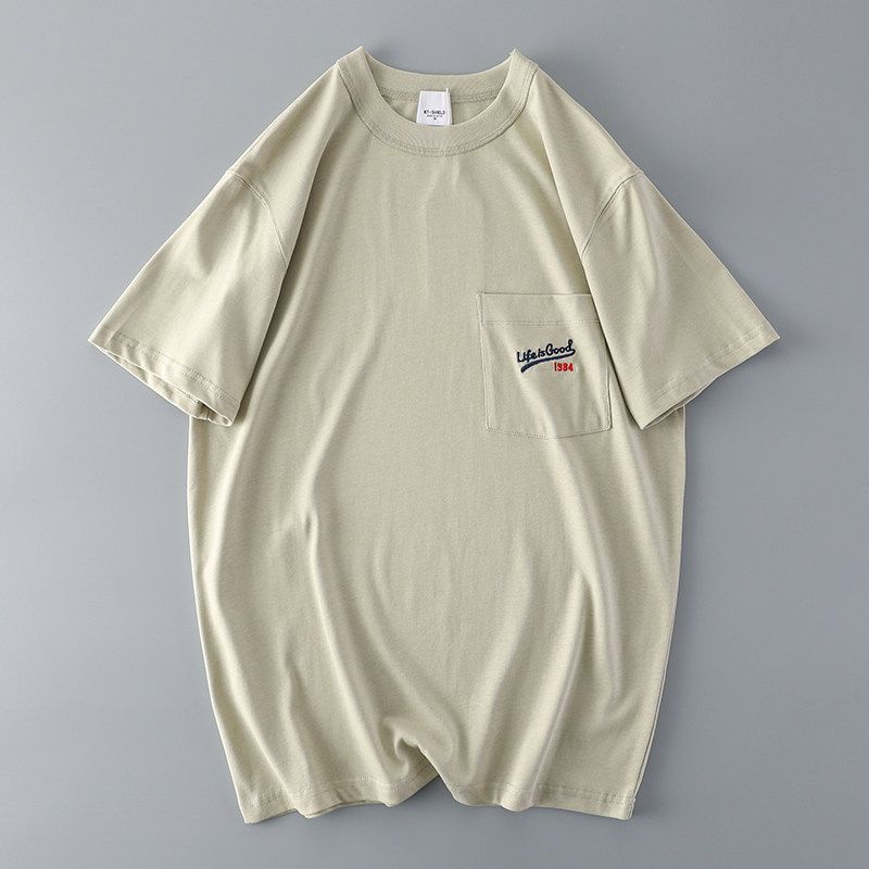 Heavy Retro Pure Cotton Mountain Original Short-Sleeved T-shirt Light green M