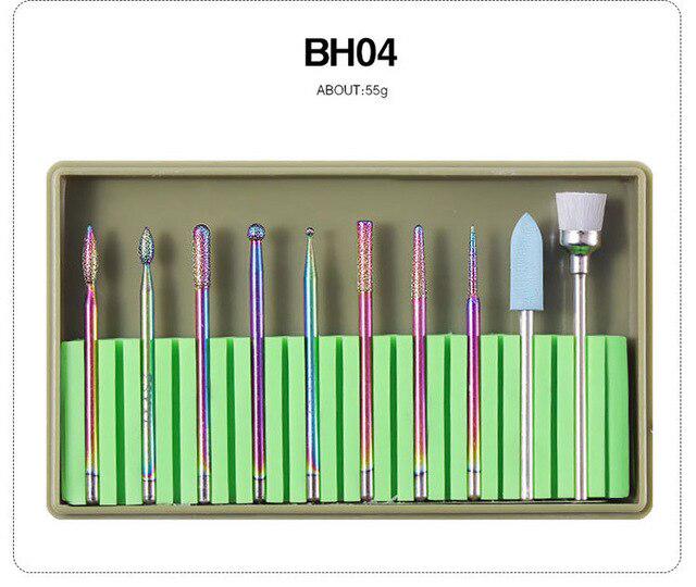 1 set New Grinder Burghie pentru unghii Din oțel din tungsten din aliaj Pile de unghii din ceramică Set capete de șlefuit Set de instrumente de lustruit pentru manichiură 8 culori