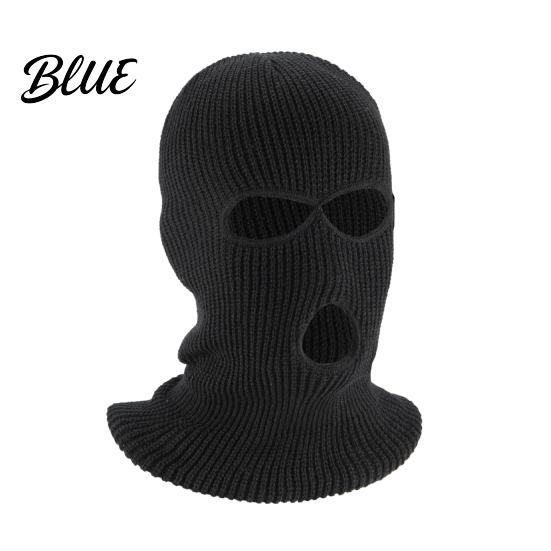 Knitted Winter Beanie Knit Hat 3-Holes Cold Solid Color Cycling Headgear Weather Insulated Thermal Outdoor