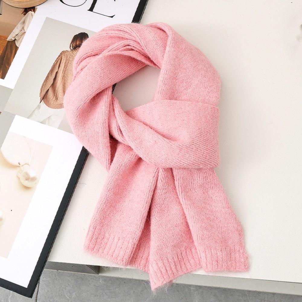 Versatile Warm Neck Warmer Coldproof Solid Color Knitted Scarf Windproof Scarves Bib Autumn and Winter