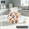 1pc Tissue Box, Warm Rustic Animal Paw Prints Cozy Nature Pattern, 2D Flat Printing, Crafted with Strong Polyester, Can Be Washed, Tissue Organizer, F