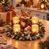 Festive Dining Table Decor Christmas Animal Candle Holder Figurine Resin LED Flameless Lamp Light