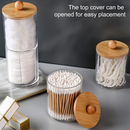 Aufbewahrungsbox für Wattestäbchen, Organizer mit Deckel, transparentes Design, Mehrzweck-Wattebällchen