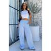 Womens Wide Leg Striped Casual Pants High Waist Loose Fit Street Style 2026