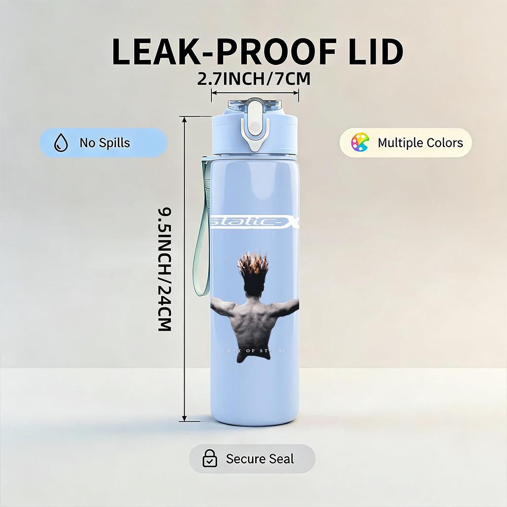 1PC Male back view arms raised print 750ml colorful plastic sports water bottle leakproof pop up lid with straw for outdoor work home use