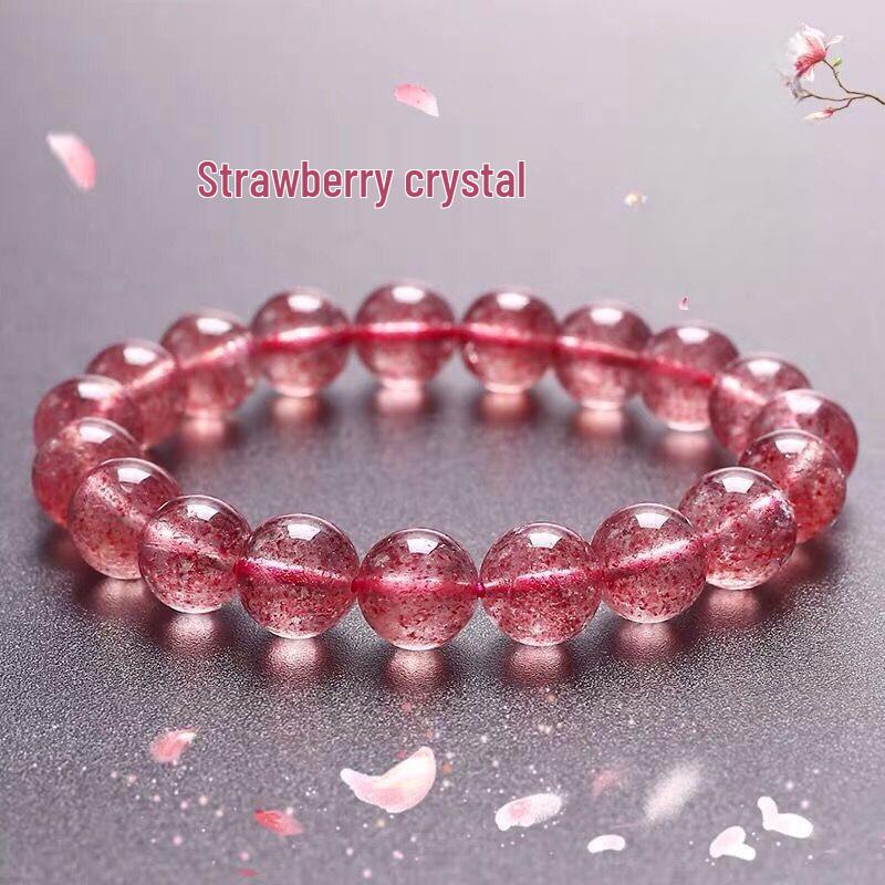 Natural Strawberry Quartz Beaded Bracelet - Unisex DIY Crystal Jade 6mm (~30 beads)