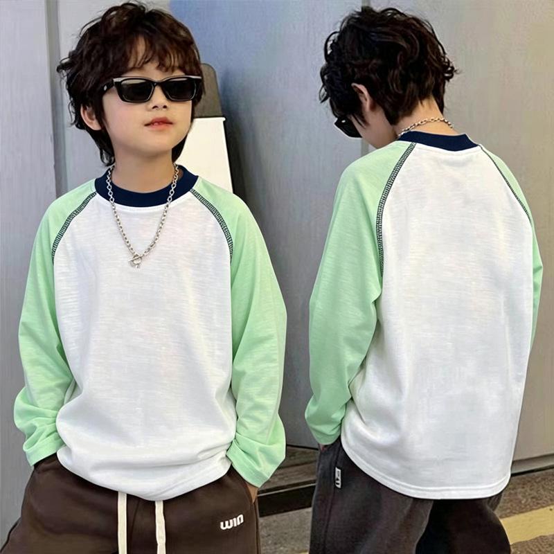 Boys' Summer Loose Cartoon Long Sleeve Sun Protection Top for Middle & Older Kids - Lightweight Cool Patchwork Base Layer Shirt