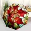 1pc Stained Glass Leaf Automatic Folding Umbrella - 8-Rib Compact Travel Umbrella Durable & Portable for Outdoor Use, Perfect Gift for Birthdays162