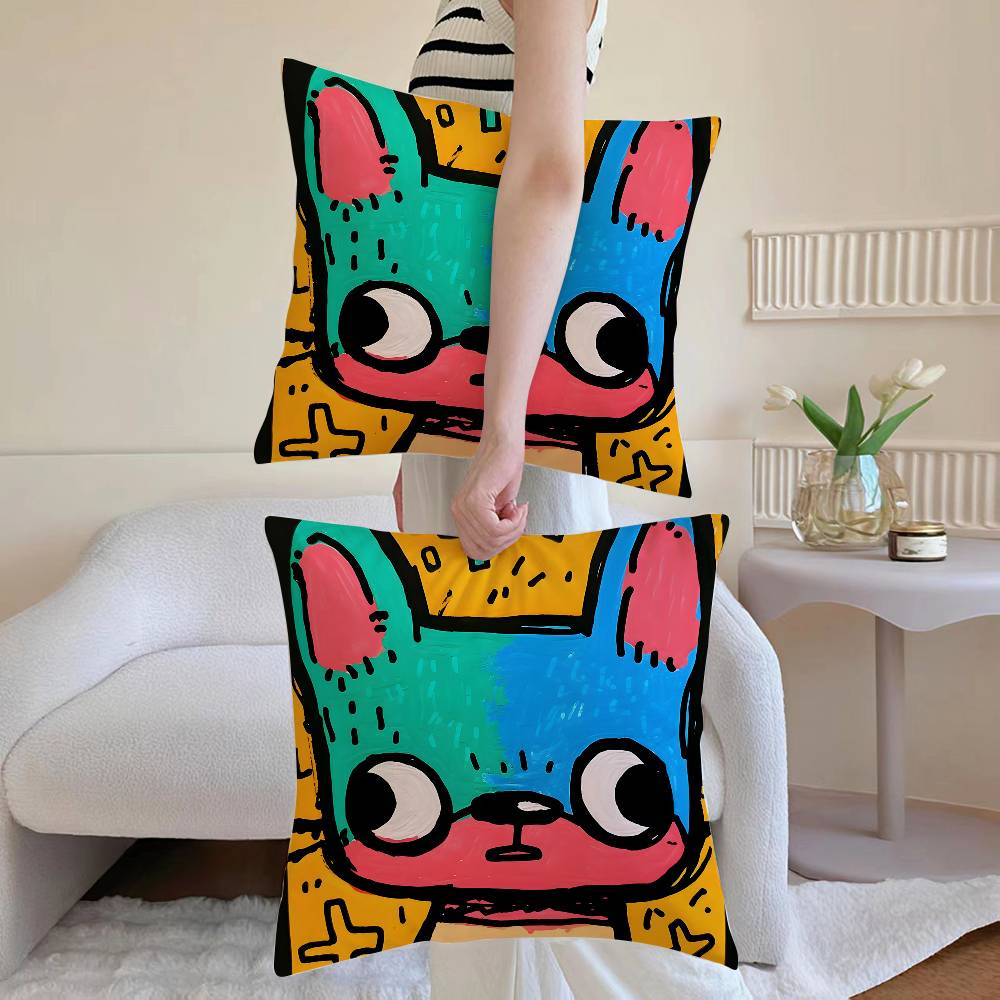 

Cute color dogs Pillow Case Sofa and Living Room Decorative Cushion Covers Dust-proof and Mite-proof Invisible Zipper 12x12Inch