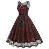 Dames Ronde Hals Kant Mouwloos Vintage 50s Cocktailjurk voor Halloweenfeest