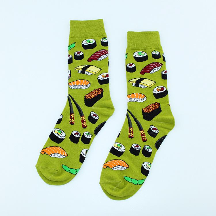 Chaussettes Femmes Drôles Mignonnes Dessin Animé Fruits Avocat Œuf Peinture à l'Huile Van Gogh Rayures Heureux Japonais Harajuku Chaussettes de Skateboard