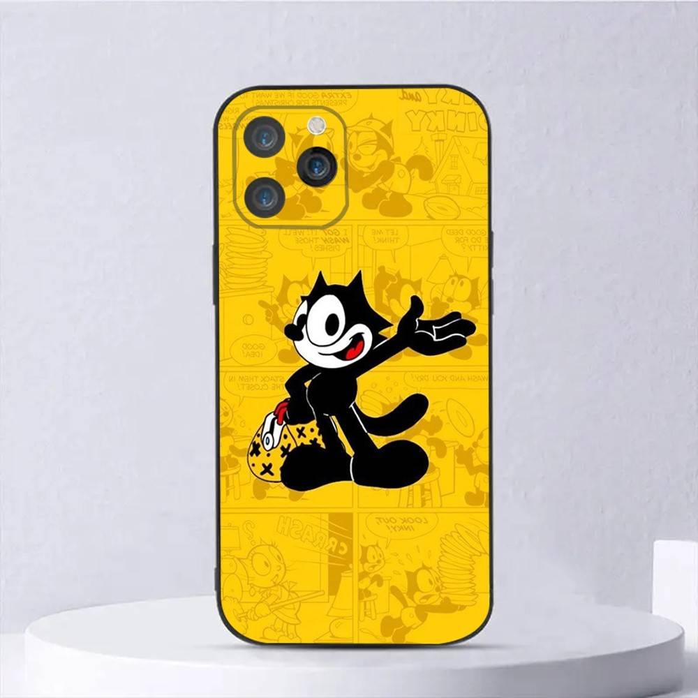 

Мультяшный C-Cats the F-Felixs Чехол для телефона для iPhone 16,15,14,13,12,11,Plus,Pro Max,XS,X,E,SE,Mini Мягкий силиконовый Черный чехол iPhone13