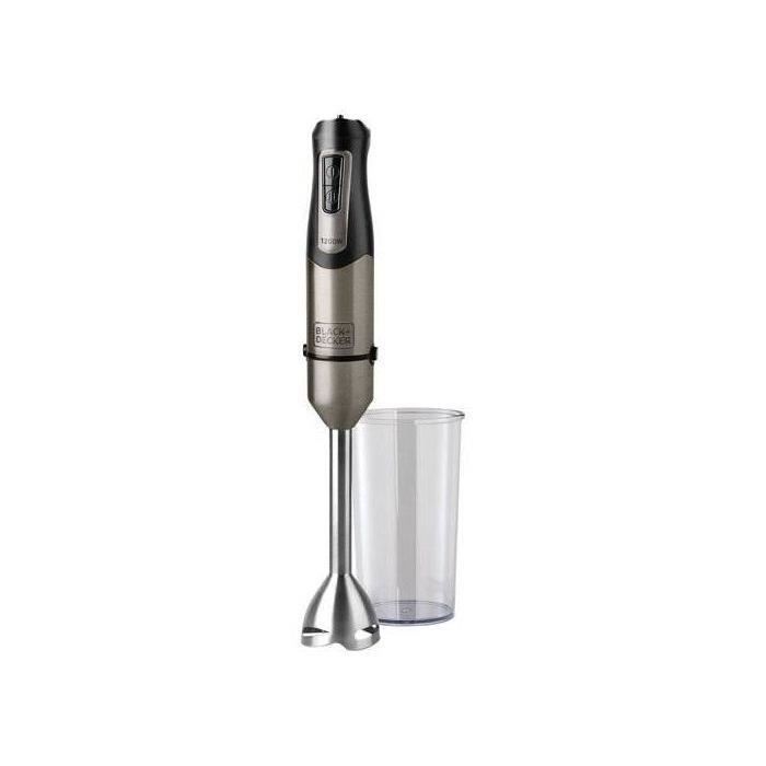 BLACK &amp; DECKER - Mixeur plongeant pied inox 1200W - gris