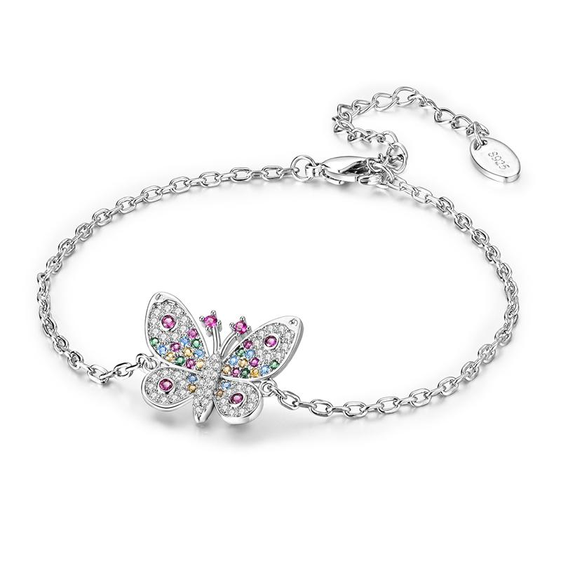925 Silver Adjustable Size Chain Link Bracelet For Women Feather Butterfly Star Family Life Tree Travel Iris Charm Bracelets