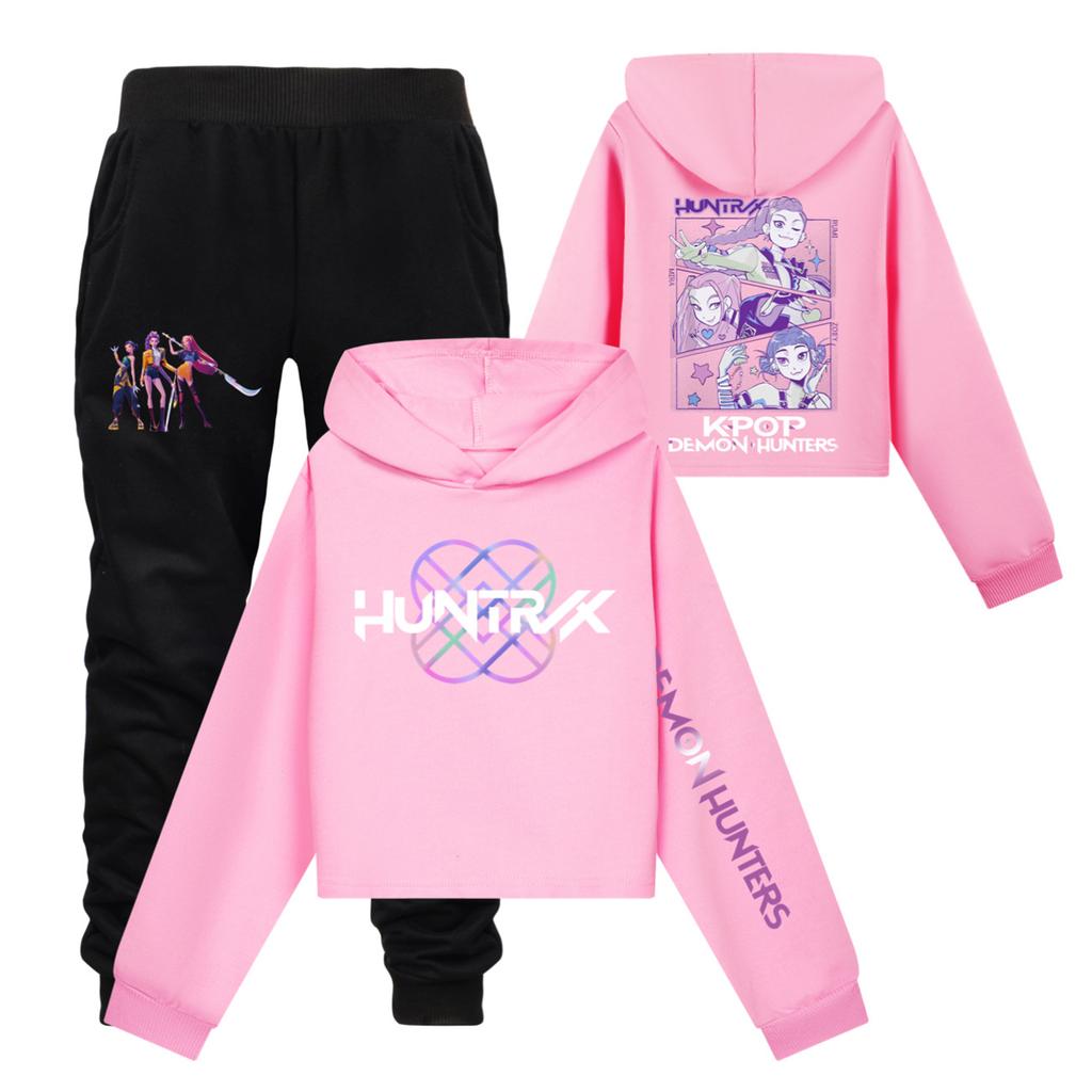 Children's Hooded Top And Pants Two-piece Tracksuit Set Long-sleeved Printed Clothing Set