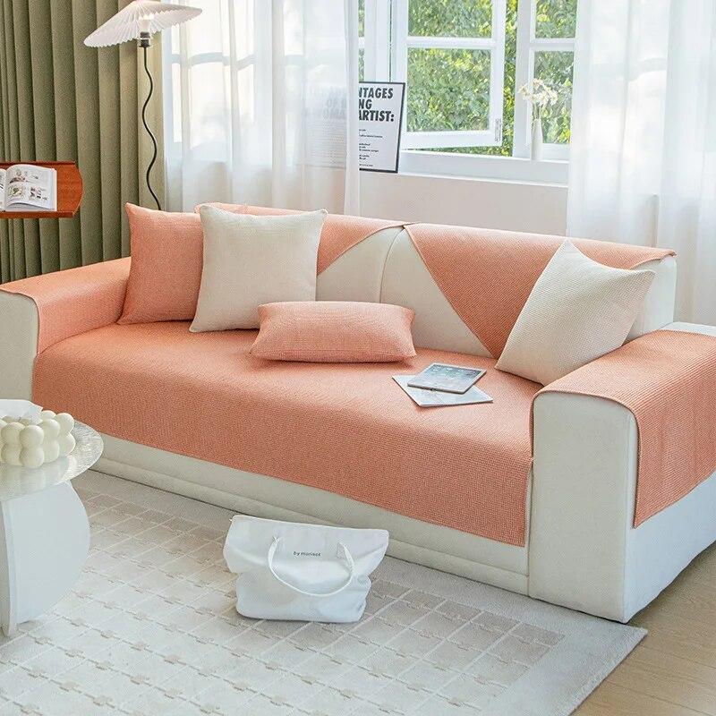 Våfflad sofföverdrag Fyra säsonger Universellt Rutigt Halkfritt Vardagsrumssofföverdrag Mode Enkelt Lätt Lyx Soffkuddsöverdrag