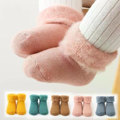 Winter Neugeborenen Warme Socke Schlichtheit Bonbonfarben Serie Wadenstrumpf für Baby Junge Mädchen Herbst Thermische Baumwolle Plüschsocke für Kleinkind