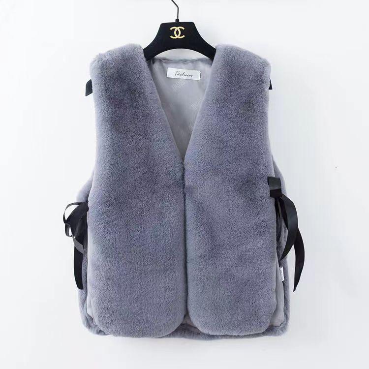 2 autumn and winter new imitation fur vest imitation fox hair short slim and thin fur vest vest vest