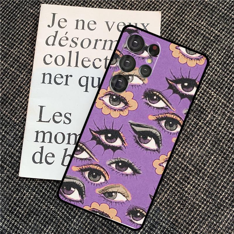 Eye Illustration Case For Samsung Galaxy S24 S25 Ultra S20 S21 S22 S23 Ultra S9 S10 Plus S25 FE Back Cover