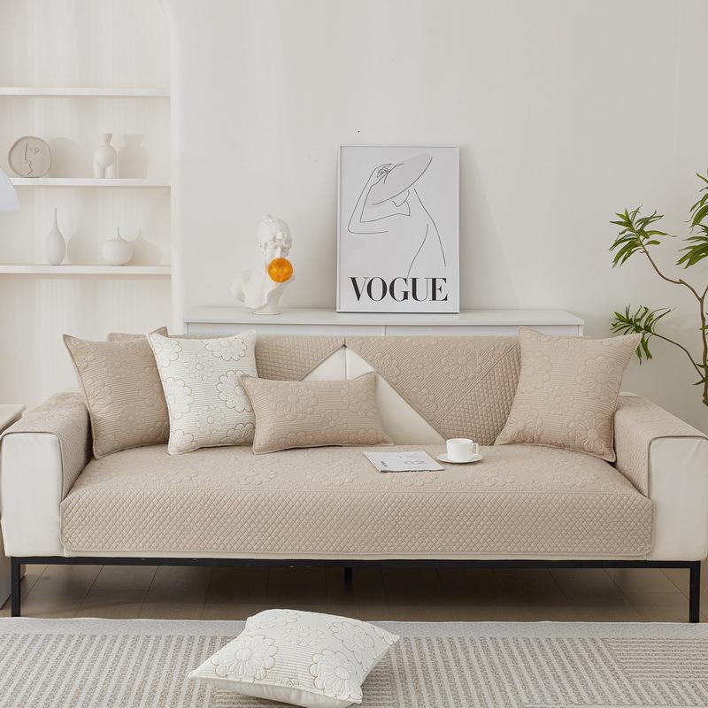 Pure Cotton Sofa Cushion, Four-Season Non-Slip Fabric, Simple Modern Universal Seat Cushion, Summer Leather Sofa Cover Cover Cloth Towel