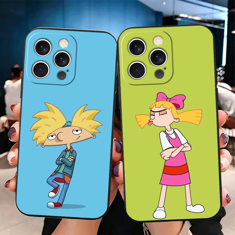 Cartoon Hey Arnold Helga Soft Phone Case for iPhone 16 16E 17 Air 15 Pro Max 14 Plus 13 Mini 11 12 7 Black Cover Back Shell