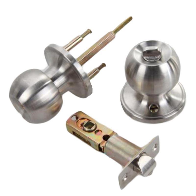 Stainless Round Door Knobs Rotation Lock Knobset Handle Stainless Steel Door Knob with Key for Bedrooms Living Rooms Bathrooms