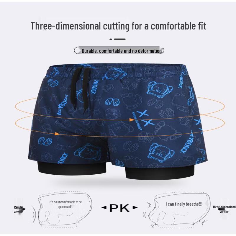 Junwen Men's Anti-Chafe Quick-Dry Boxer Swim Trunks