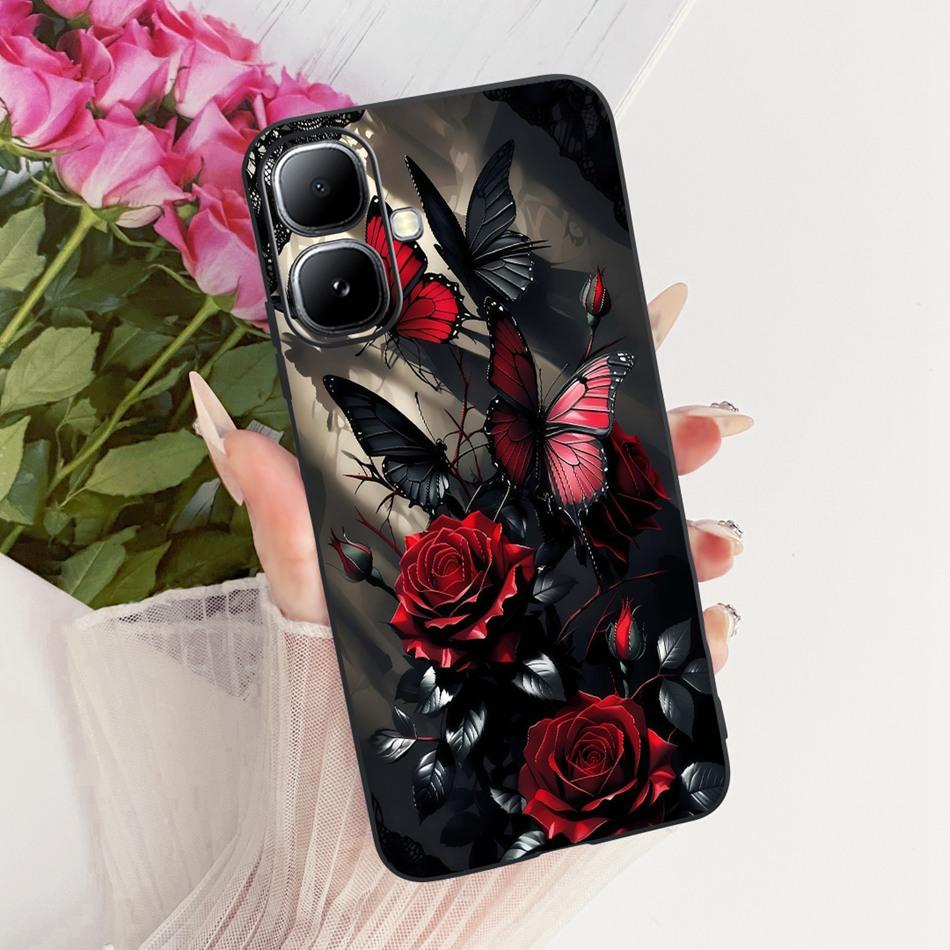 For Infinix Smart 20 X6840 X6840B Cute Flower Butterfly Cat Painted Case For Infinix Smart20 Black Silicone Soft Phone Cases
