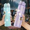 1PC Bee Honeycomb Repeat Pattern 750ml Color Plastic Sports Water Bottle Leakproof Flip Straw Lid Suitable for Sports Office Home Use