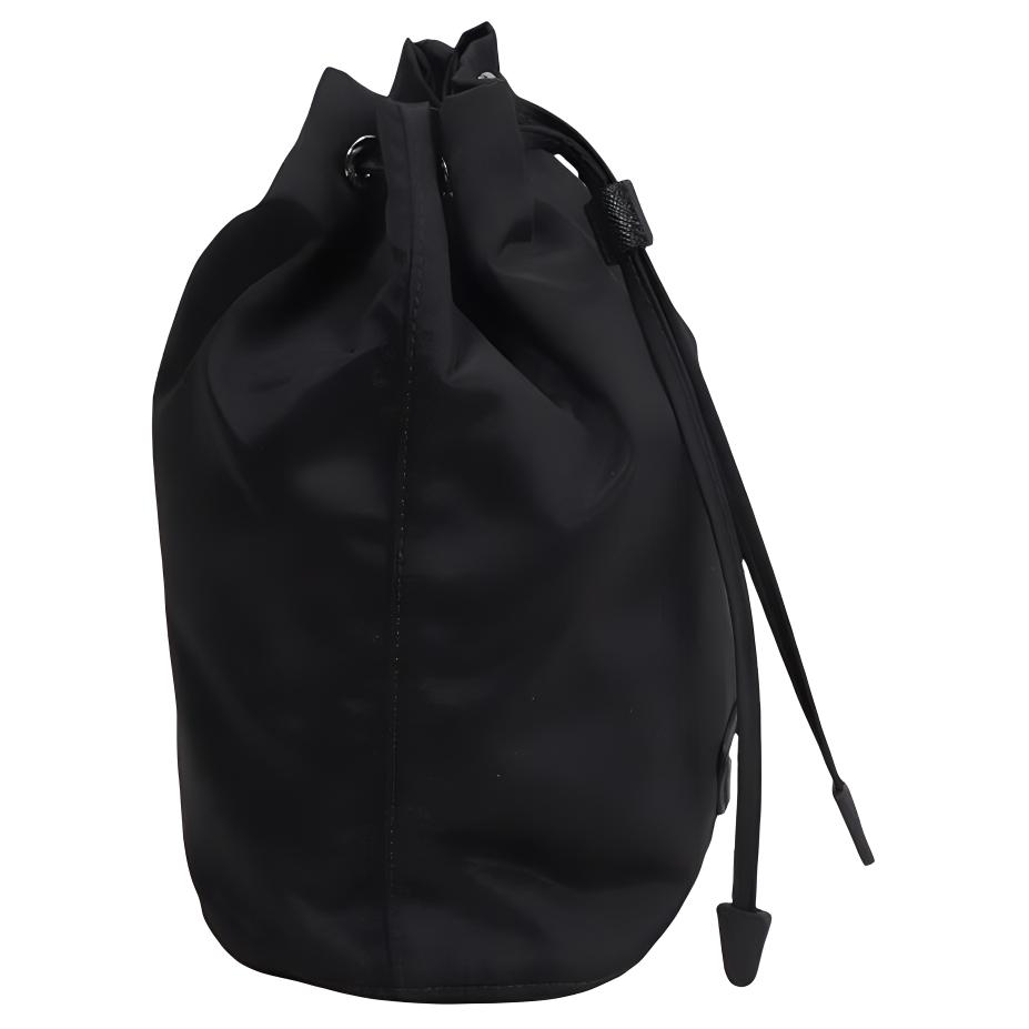 Prada Logo Drawstring Closure Nylon Cosmetic Bag Toiletry Bag Bucket Bag Tote Bag Small Size Unisex bags Black 1NA369-2BQP-F0002