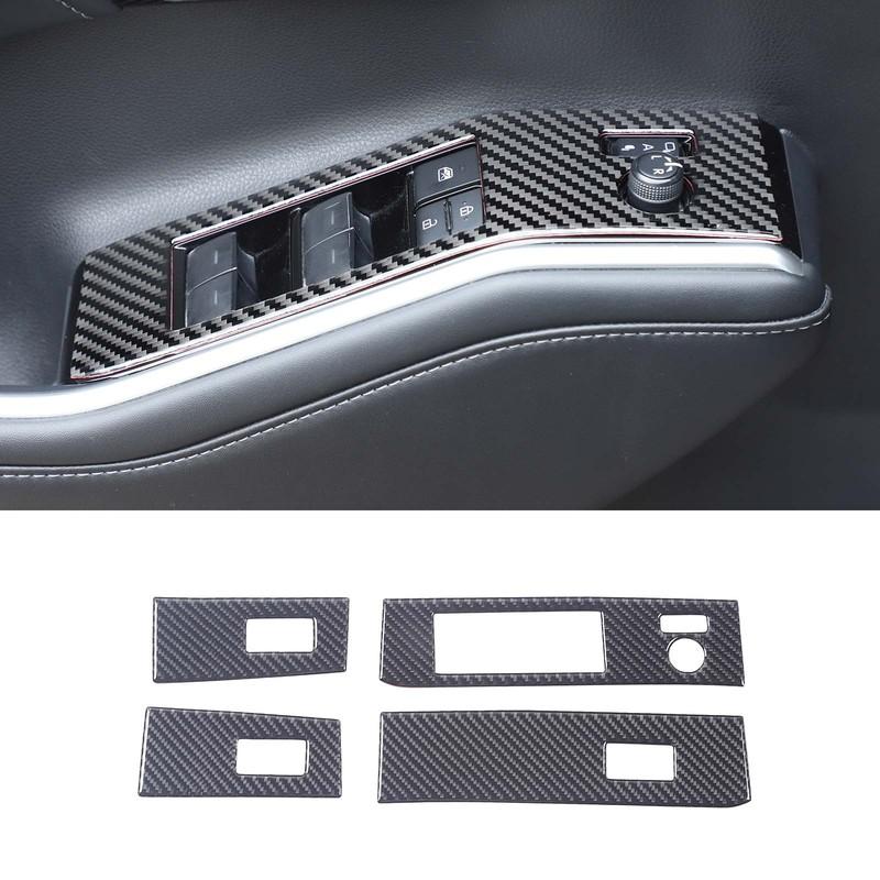 Soft Carbon Fiber Car Inner Door Glass Lifting Frame Panel Trim Sticker For Toyota Highlander -2026 Car Accessories