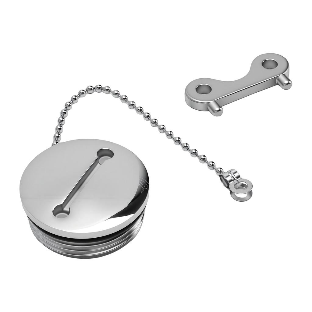 Boat Fuel Tank Cap 1.5 Inch 38mm Marine Fuel Cover with Chain and Key Stainless Steel Deck Fill Filler Cap for Yachts