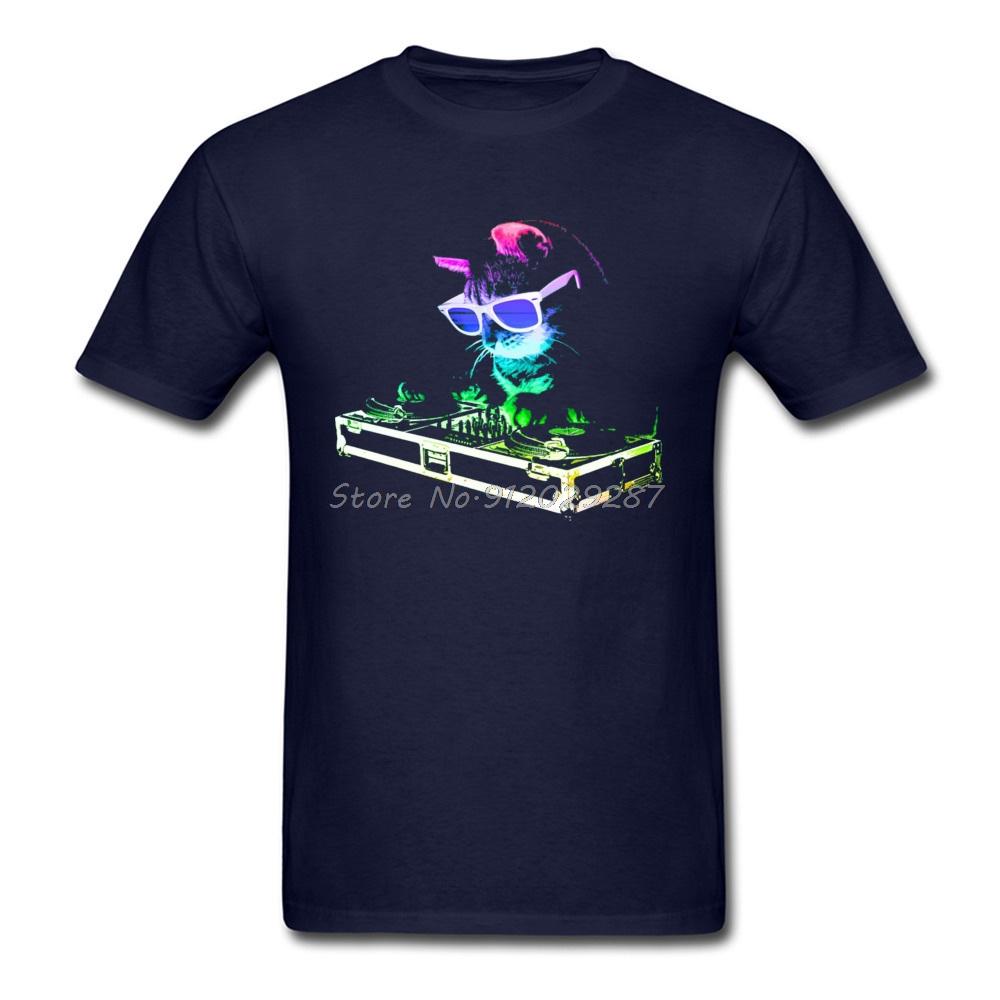 Rainbow DJ Cat Techno Controller Unit Rock T-Shirt Not Today Neon Cats 3D Print Tshirt Cotton Crewneck Men T Shirt Funny