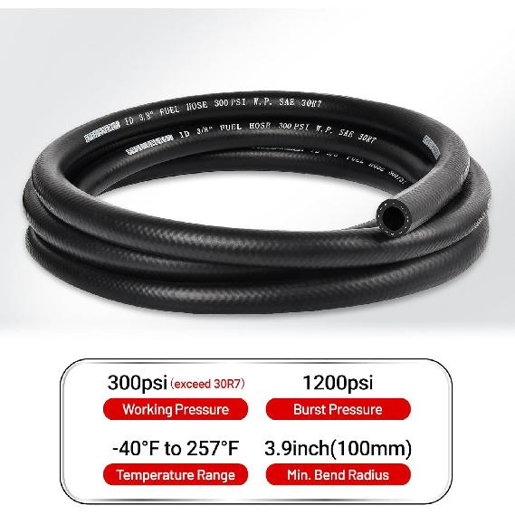 EVIL ENERGY 3/8" Fuel Hose Line Push Lock NBR Rubber SAE 30R7 10FT 300PSI