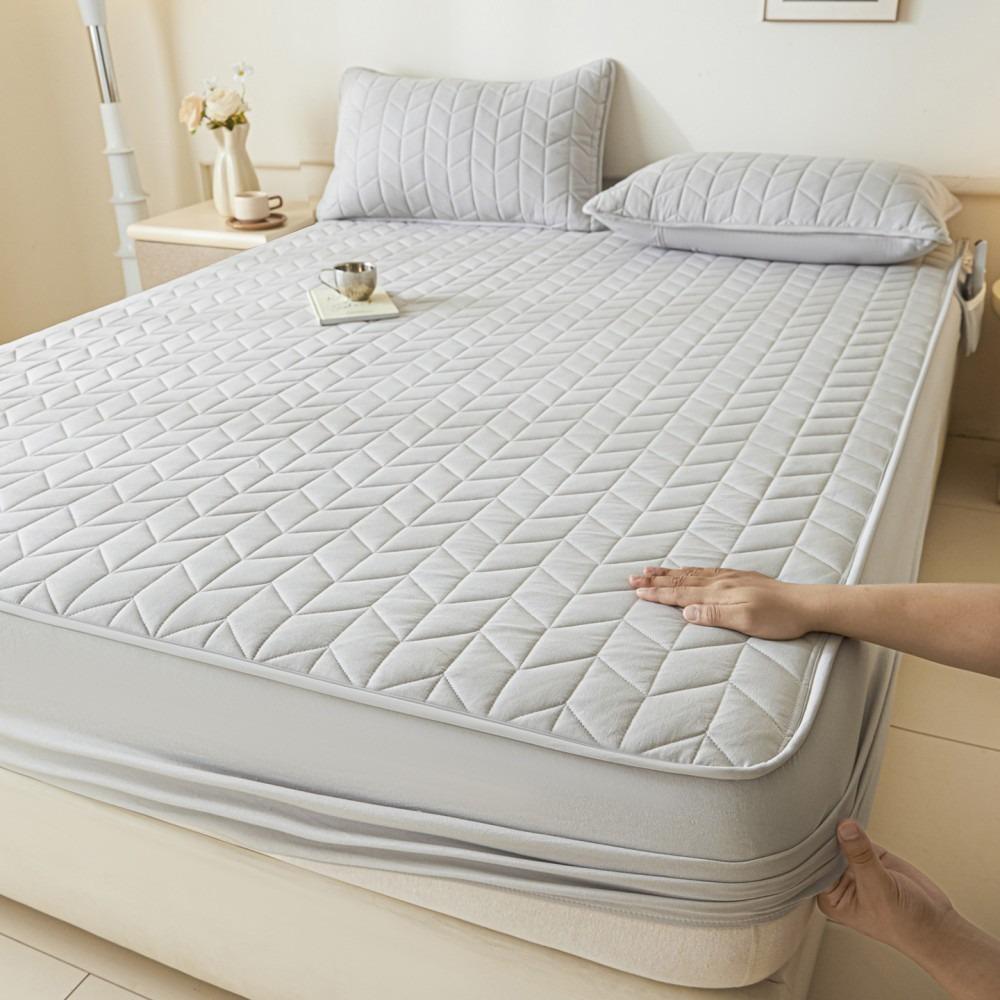 

Thicken Non Slip Fitted Sheet 90/120/150/180cm Skin-friendly Bed Cover Waterproof Elastic Band Mattress Cover Bedroom Use 90-200cm сірий