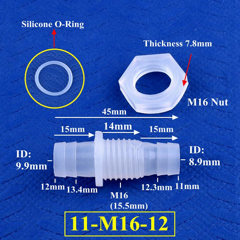 3~12mm Racord Bulkhead PP Pagoda Conector Direct Cu Piuliță Filet M6-16 O-Ring Irigare Grădină Acvariu Rezervor Pompă Aer Furtun Racord