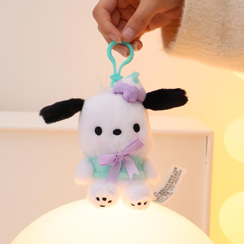 Sanrio Hello Kitty Kuromi Melody Pachacoo Cinnamoroll Stuffed Plush Toys Pendant Cute KT Keyring Anime Keychain Christmas Gift