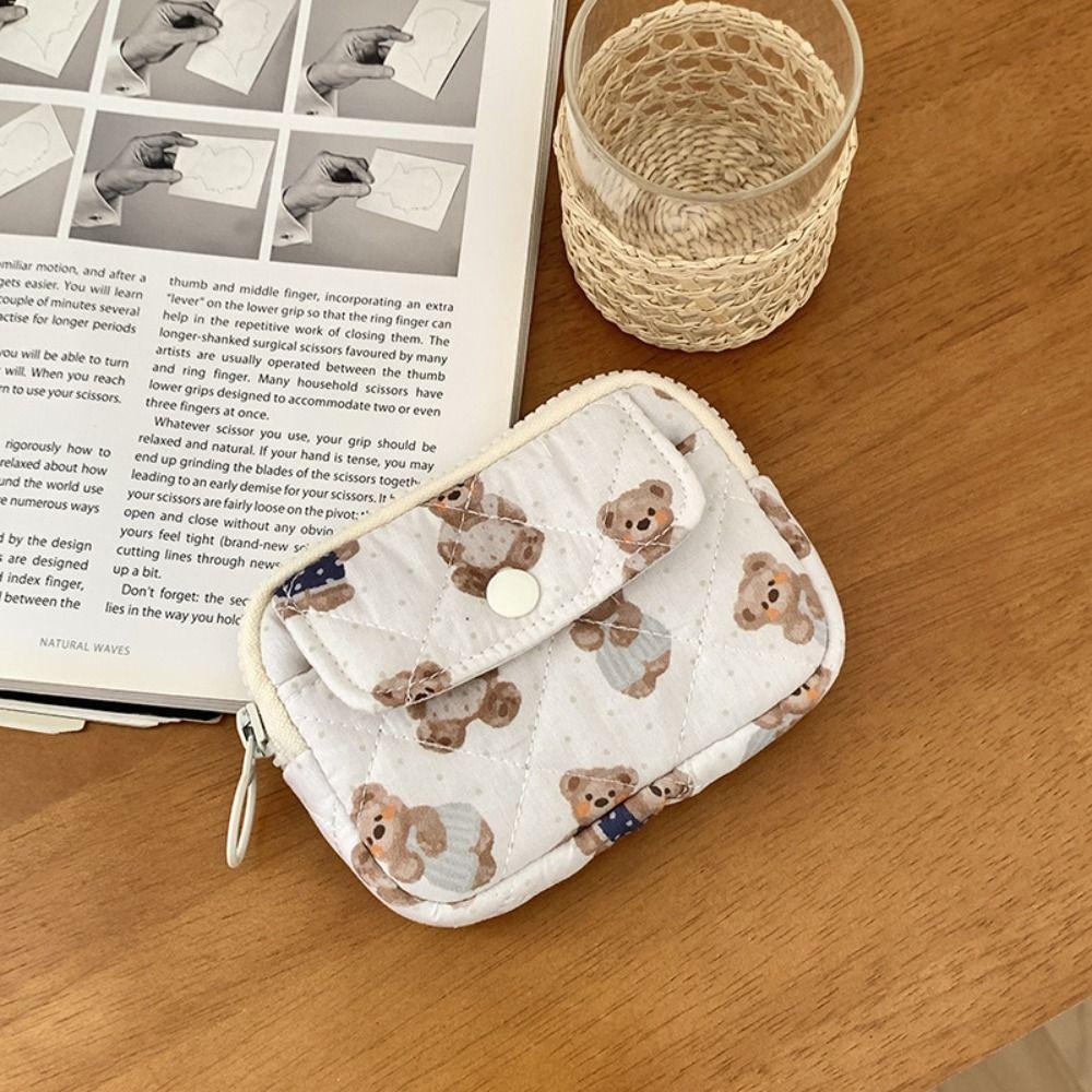 Stripe Small Makeup Lipstick Bag Large Capacity Mini Canvas Storage Bag Floral Coin Purse  Outdoor