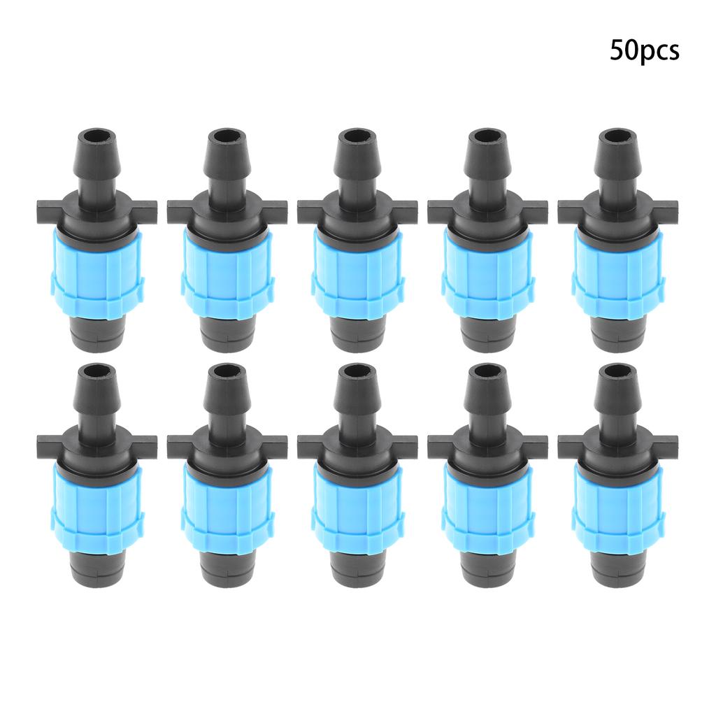 50Pcs Drip Tape Connector Irrigation Tubing Fittings Twist Locks 1/2" Barb for 5/8" Drip Tape Sprinkler Fits Garden Flower Beds