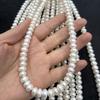 1String, White Natural Freshwater Pearls, Handmade Flat Pearl Beads for Jewelry Making DIY Crafts (Beads 9-10mm, Length 36cm)